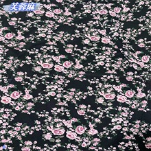 2024雪纺新款花型芙蓉麻印花布料童装短裙女装连衣裙衣裤服装红面