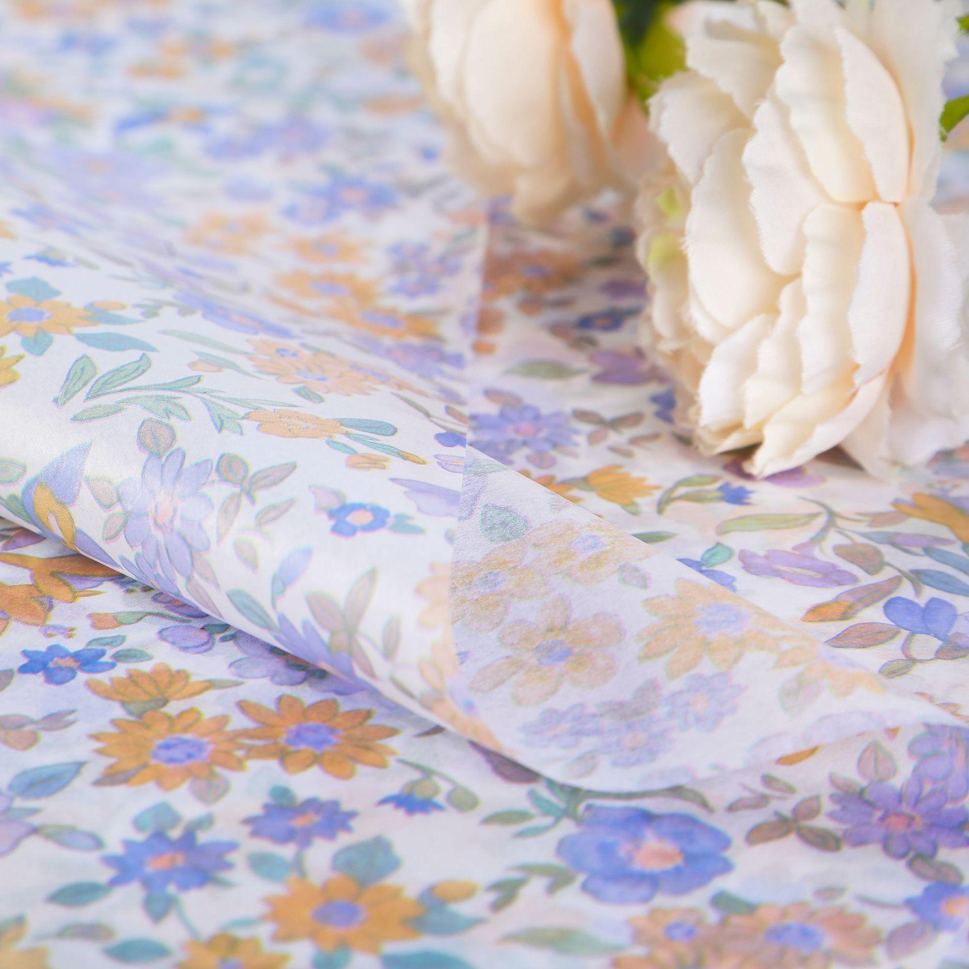 tissue paper出售碎花棉花纸 鲜花礼品包装纸防潮保鲜纸 四色印刷