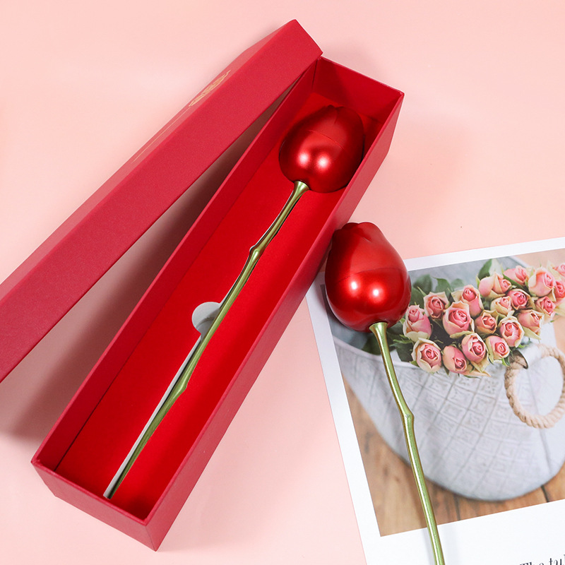 Valentine's Day Confession Single Rose Gift Box Metal Plastic Spray Paint Cover Jewelry Jewelry Box Wholesale