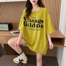 设计感小众独特别致洋气减龄圆领短袖T恤女韩版宽松慵懒风上衣服