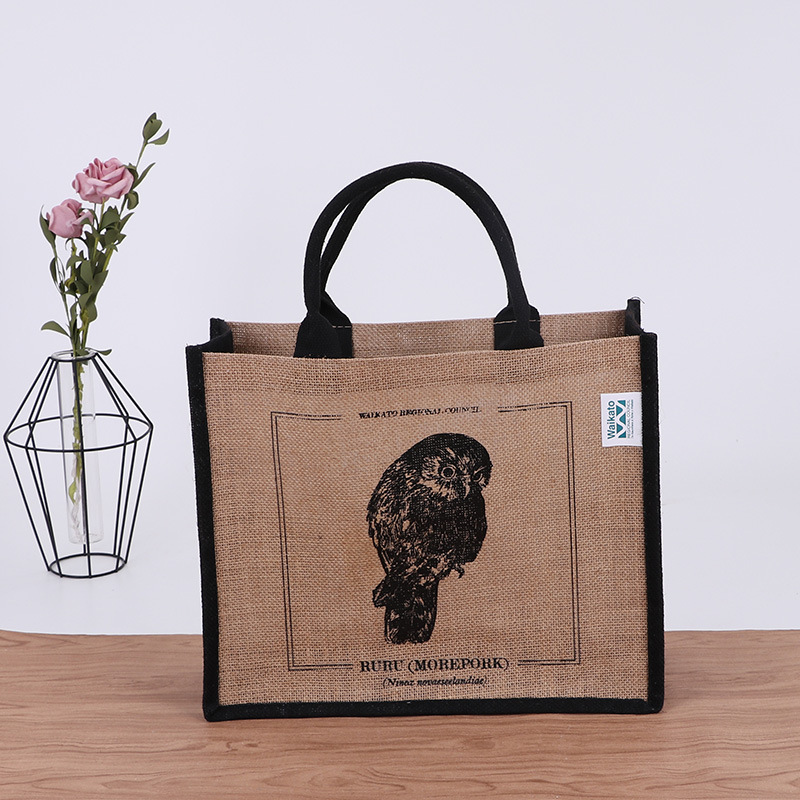 Burlap Handbag Printed Logo Linen Bag Shopping Portable Gunnysack Advertising Synthetic Linen Bag Film Coated Sack