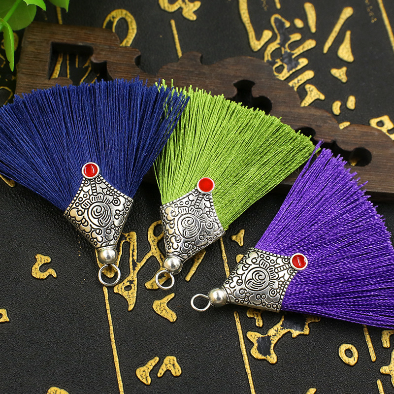 5cm general cap fish mouth fan tassel metal cap boho earrings diy jewelry accessories small tassel