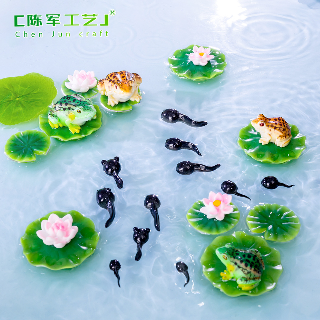 micro landscape creative simulation frog tadpole looking for mother gardening fish tank rockery landscape diy accessories small ornaments