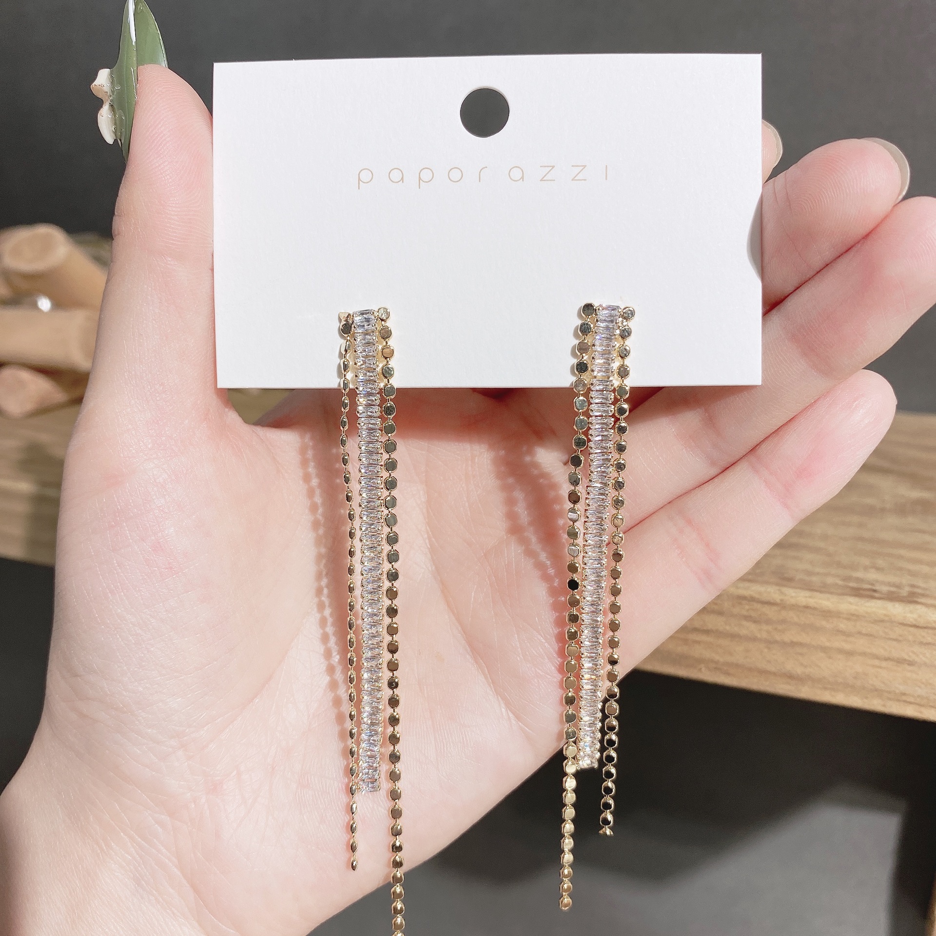 Needle New Banquet Earrings Exaggerated Personalized Long Zircon Tassel Earrings Internet Influencer Stud Earrings