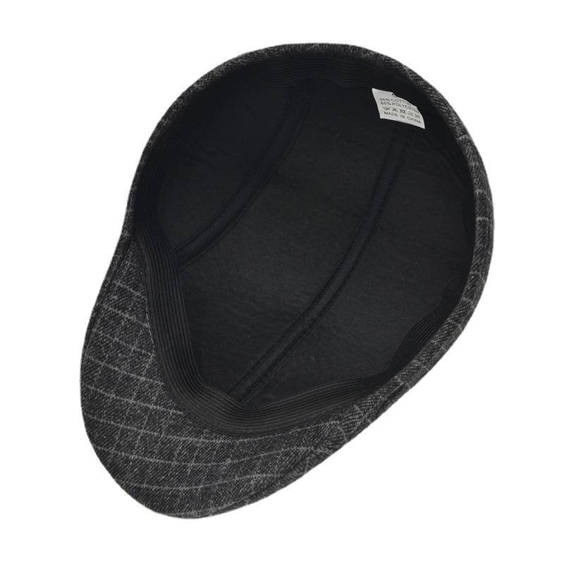 Factory Direct Sales Autumn and Winter New Woolen Plaid Middle-Aged and Elderly Men and Women Advance Hats Peaked Cap Hats for the Elderly