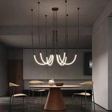 意大利现代简约设计师别墅客厅创意复式楼lotf楼梯间线条竹节吊灯