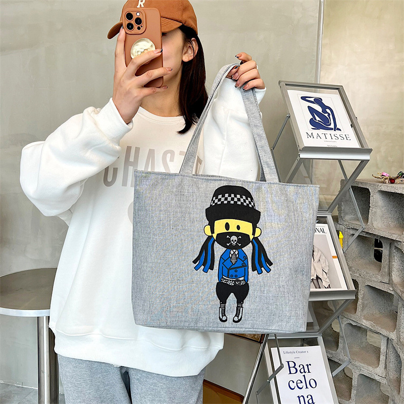 Wholesale Foreign Trade Tote Bag Artistic Fresh Shoulder Bag Female Student Make-up Bag Wholesale Printing Portable Canvas Bag Female