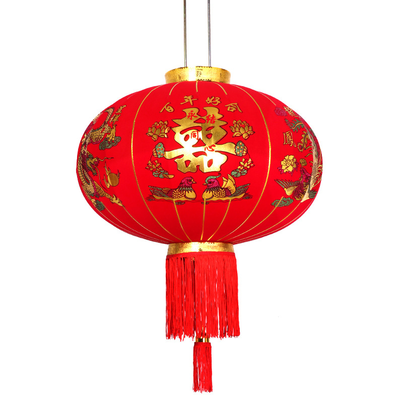 大红结婚喜字灯笼植绒长杆灯笼户外广告春节新年灯笼婚庆用品批发