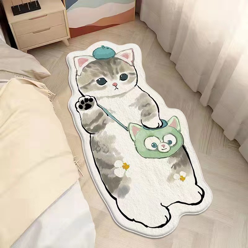 Cross-Border Cartoon Cashmere-like Bedside Carpet Girl Room Special-Shaped Encryption Non-Slip Plush Bedroom Carpet Wholesale