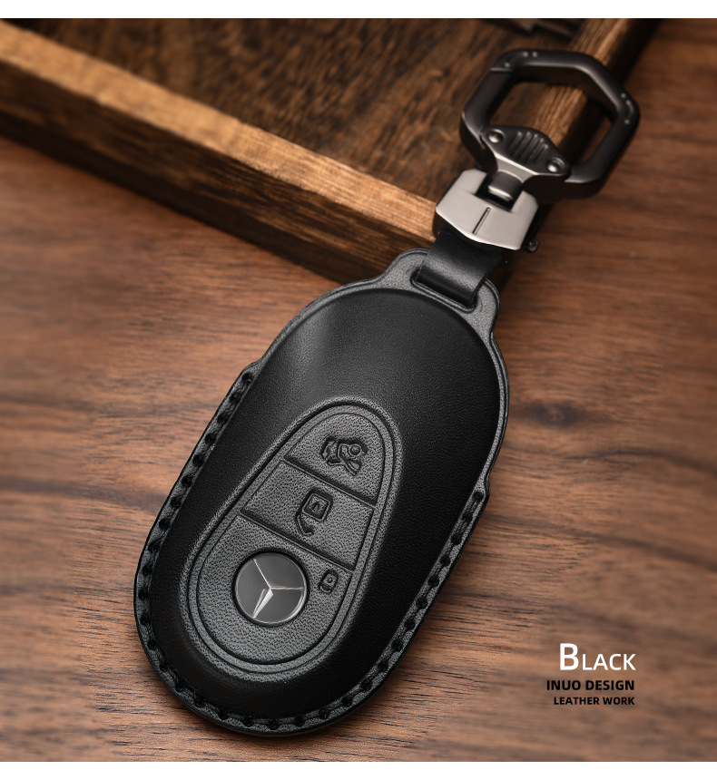 适用于奔驰钥匙套新款c级c260l c200 2022款s级450l汽车真皮包扣