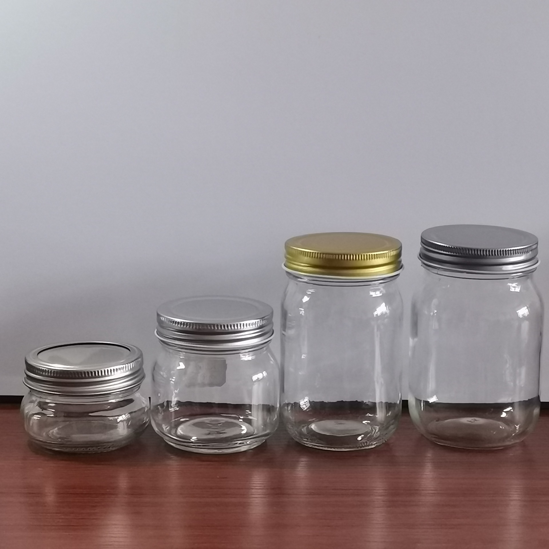 厂家批发方圆瓶梅森罐玻璃瓶子铁盖250ml果酱瓶蜂蜜瓶铝盖 罐头瓶