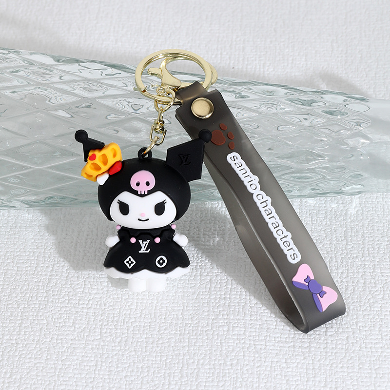 New Sanrio Dress Clow M Silicone Doll Keychain Pendant Couple Bags Car Key Chain Hanging Ornaments