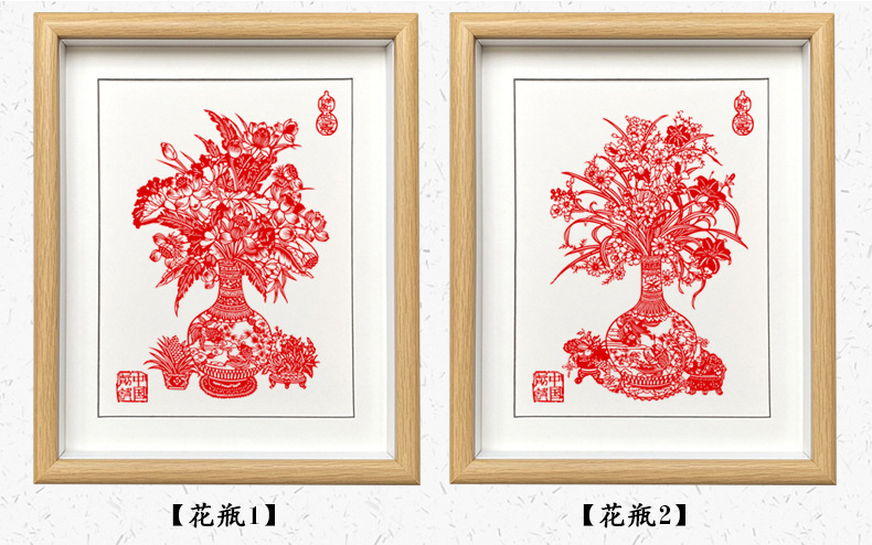 中国特色蔚县剪纸作品镜框相框中空立体摆件挂饰挂墙装饰画民俗