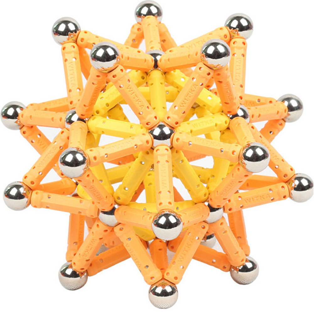 彩色塑料磁力棒巴克球儿童智力磁性积木拼搭创意磁铁玩具铁盒装