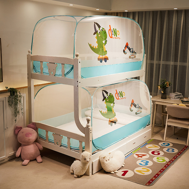 Wholesale New Bunk Bed Children's Mosquito Nets Series Installation-Free Steel Wire Upper and Lower Bed Mosquito Net Foldable