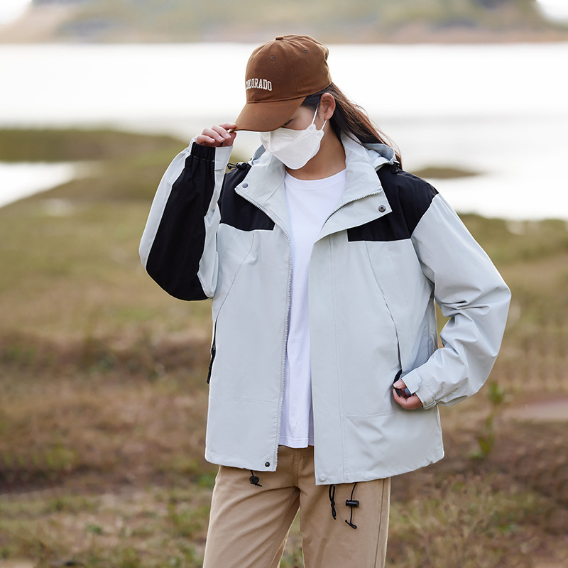 新品秋冬季冲锋衣单层户外男女同款可拆卸三合一两件套连帽登山服