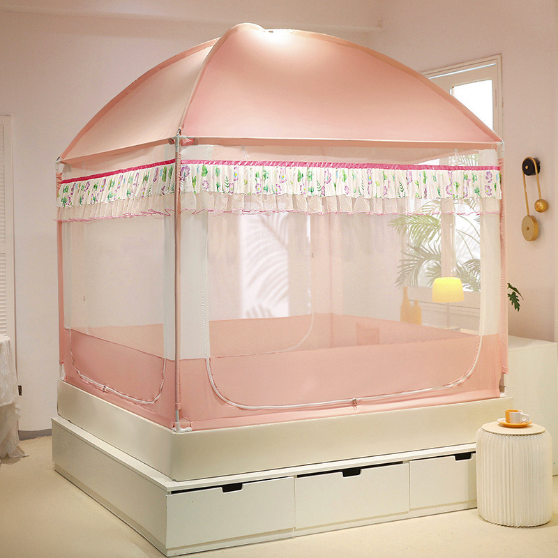 New Class a Three-Door Mongolian Bag Mosquito Net Spring and Summer Encryption Heightened Anti-Mosquito Baby Drop-Resistant Installed on the Bed Mosquito Net Wholesale 1