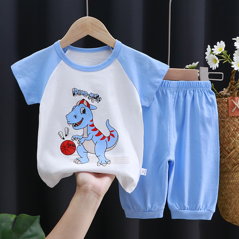 Summer Children's Cotton Short Sleeve Suit Children Half Sleeve Pants Boys and Girls Summer Wear One Piece Dropshipping Baby Clothes