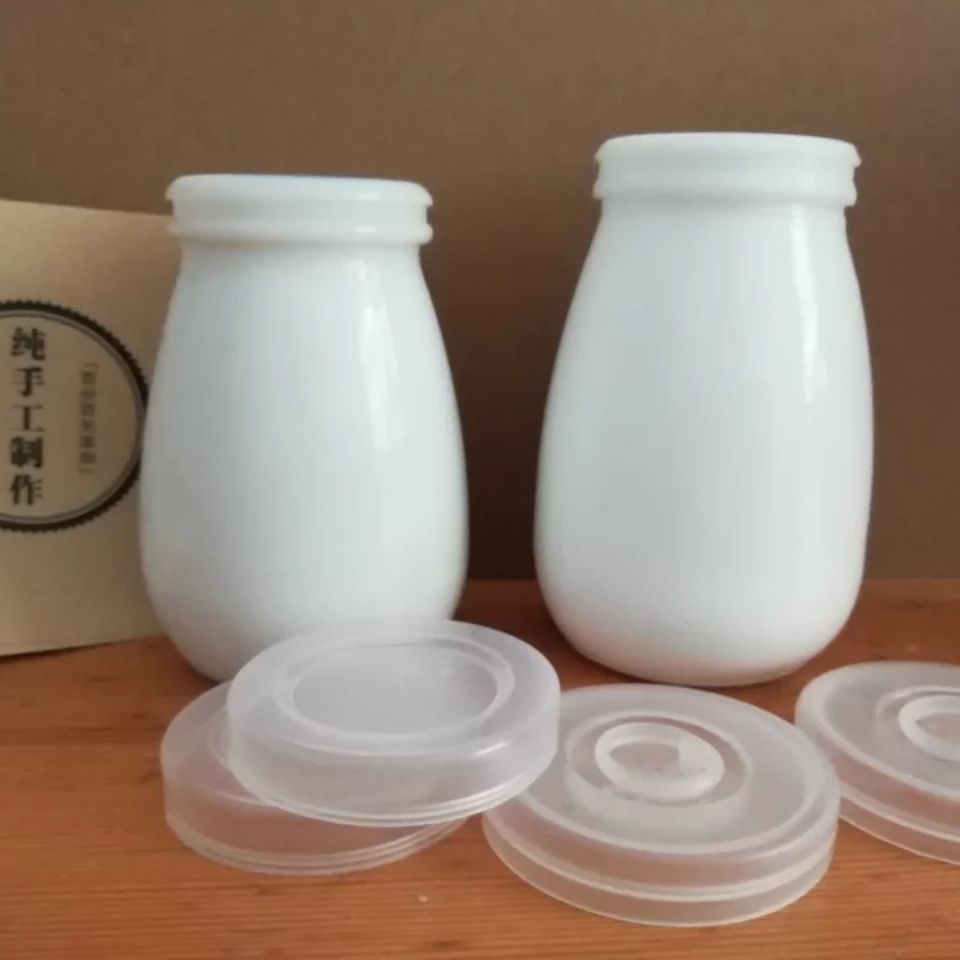 mlml老北京白瓷酸奶瓶带盖奶瓶奶罐乳白玻璃瓶牛奶杯陶瓷瓶