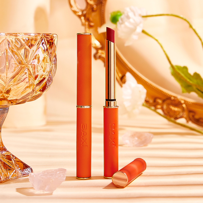 正品baxi巴茜小羊皮口红小细管高定雾面丝绒哑光口红不易掉色彩妆