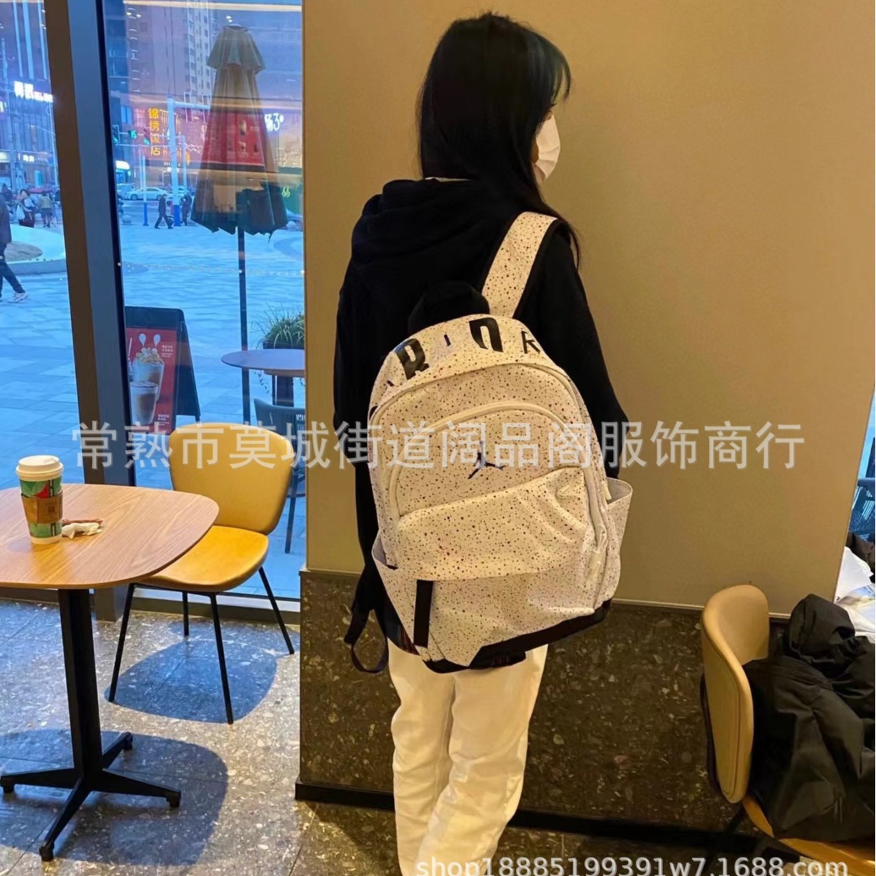 aj乔丹双肩包 印花满天星飞人男女大学生街头潮流背包大容量书包