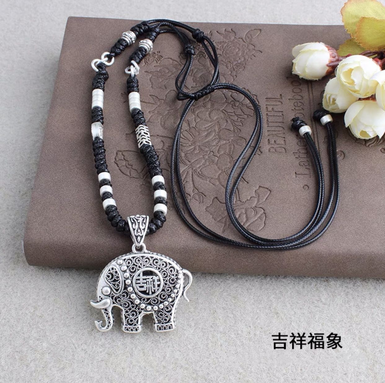 民族风藏银项链女平安扣吊坠复古大气挂件服装毛衣链衣服配饰