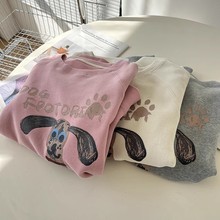 2024秋冬新款减龄卡通小狗印花圆领卫衣女韩版宽松显瘦套头上衣潮