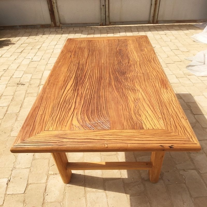 老榆木门板桌复古茶桌风化木餐桌实木吧台旧木板茶台桌面民宿桌凳