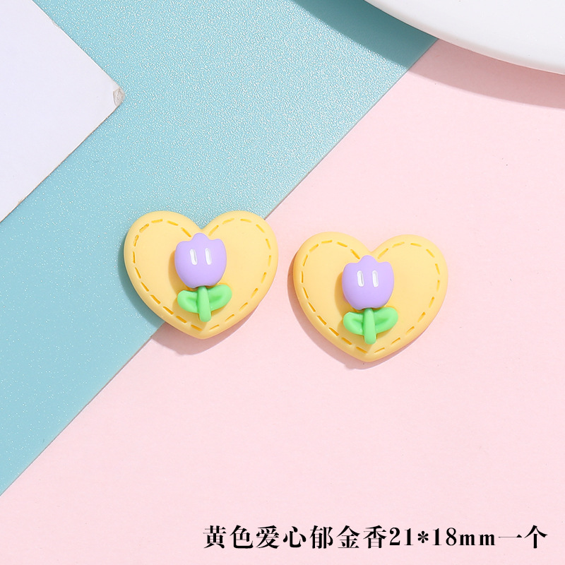 Heart Tulip Little Flower Cream Glue Phone Case Resin Hairpin Ornament DIY Handmade Ingredients Accessories