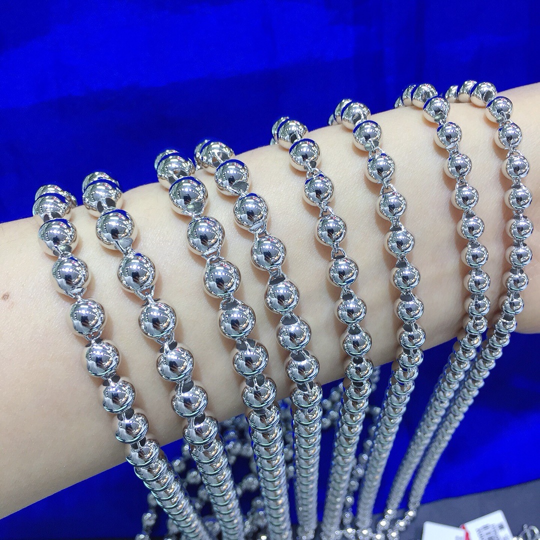 正品pt950铂金项链男款 光珠项链佛珠链白金链子纯金男士素链粗链