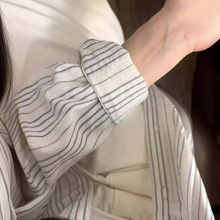 韩系chic港味条纹衬衫女防晒外套夏季2024年新款洋气独特别致上衣