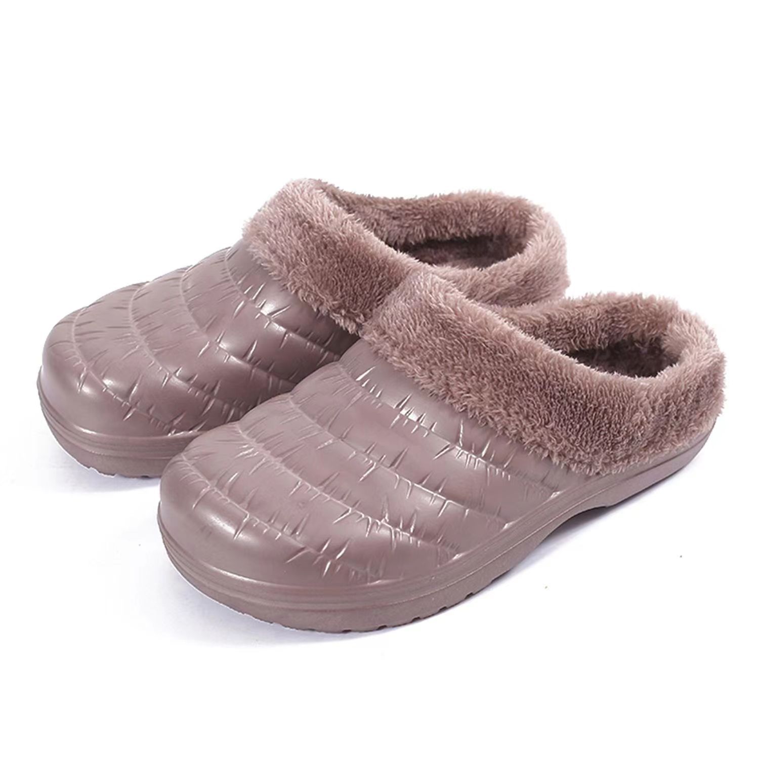 Winter Fleece-lined Lightweight One-Time Molding Eva Women's Half-Pack Plush Heel Cotton Slippers Laundry Car Wash Kitchen Work Shoes