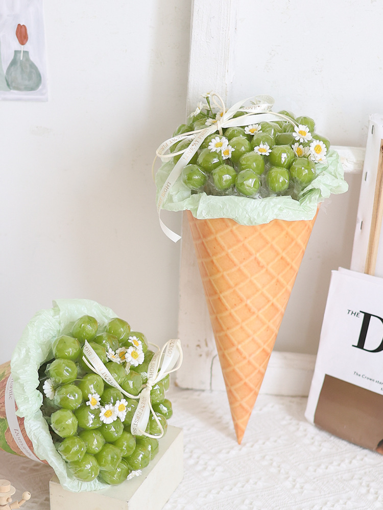 冰淇淋甜筒水果葡萄花束花艺包装纸材料包套装创意生日礼物女
