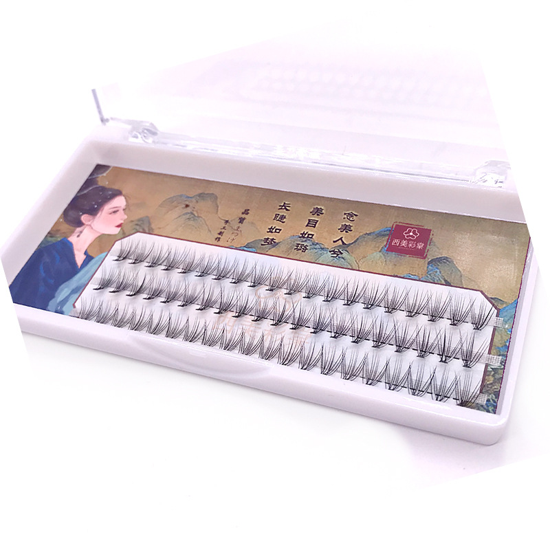 Xiaohongshu Classical 10P Hot Melt Individual False Eyelash Self Grafting Eyelashes Curling Thick Three Rows Cross Eyelashes Female Spot