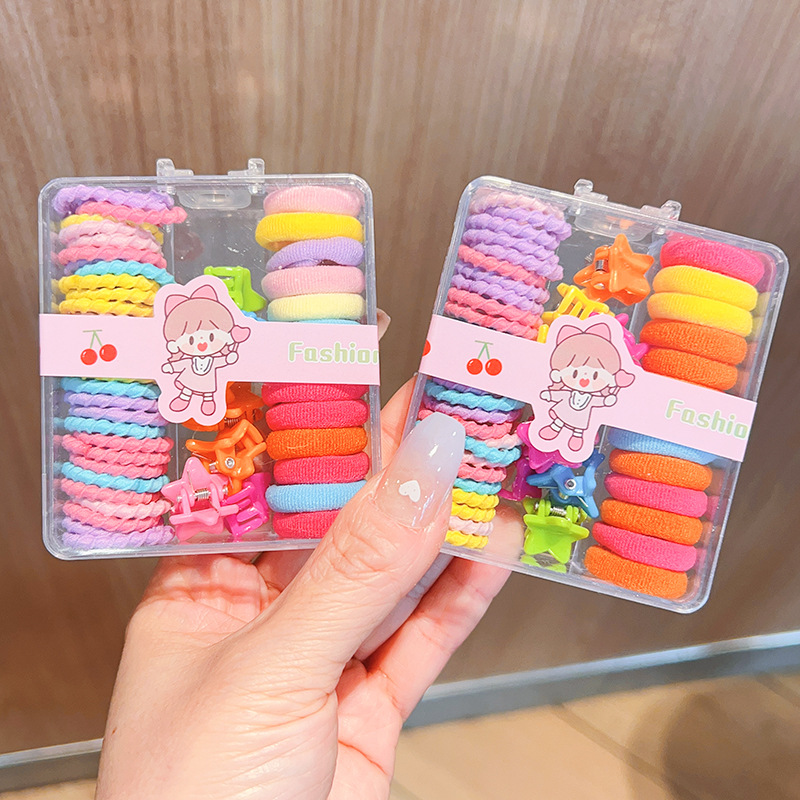Rubber Child Clip Head Tie Candy High Elastic Hair Rubber Band Barrettes Stretch New Hair Grip Rope Suit Color