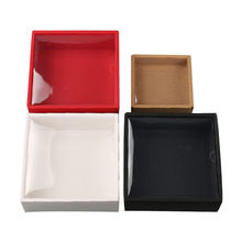 透明天地盖包装盒正方形牛皮纸盒手工喜糖红色礼品盒