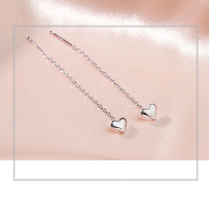 Sterling Silver Needle Heart Shape Earline Korean Style Fresh and Cute Earrings 2021 New Earrings Trendy Girl Earrings