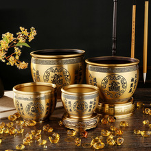 纯黄铜聚宝盆铜器米缸存钱罐家居客厅做烟灰缸装元宝赠送朋友礼品
