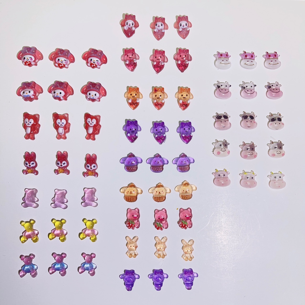 2023 New Cartoon Nail Ornament Luminous Resin Crafts Diy Ornament Ear Stud Earrings Accessories Wholesale