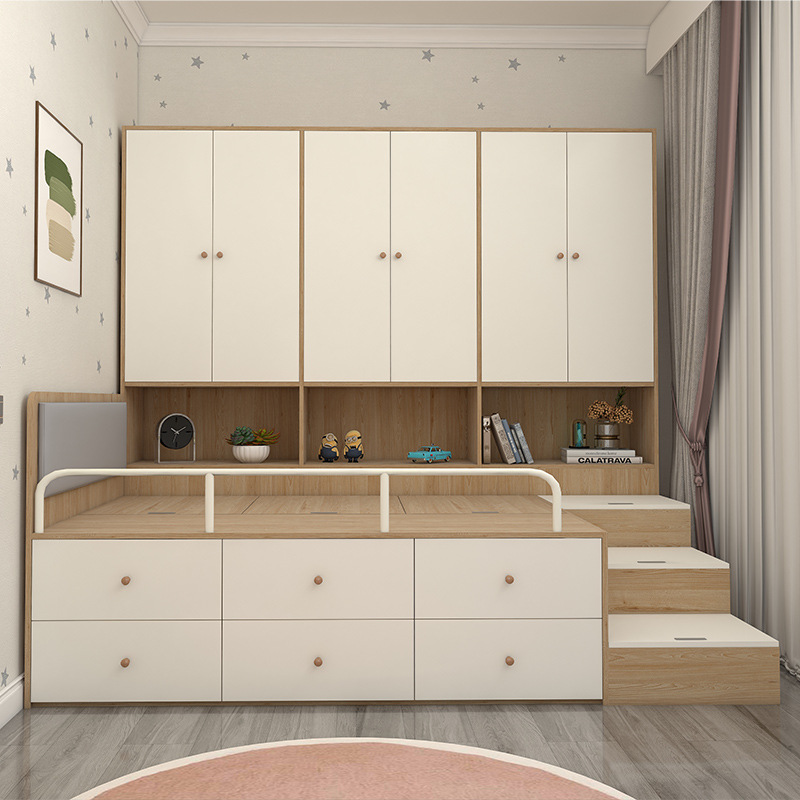 榻榻米床衣柜一体床小户型儿童床柜组合多功能带储物书架床半高床