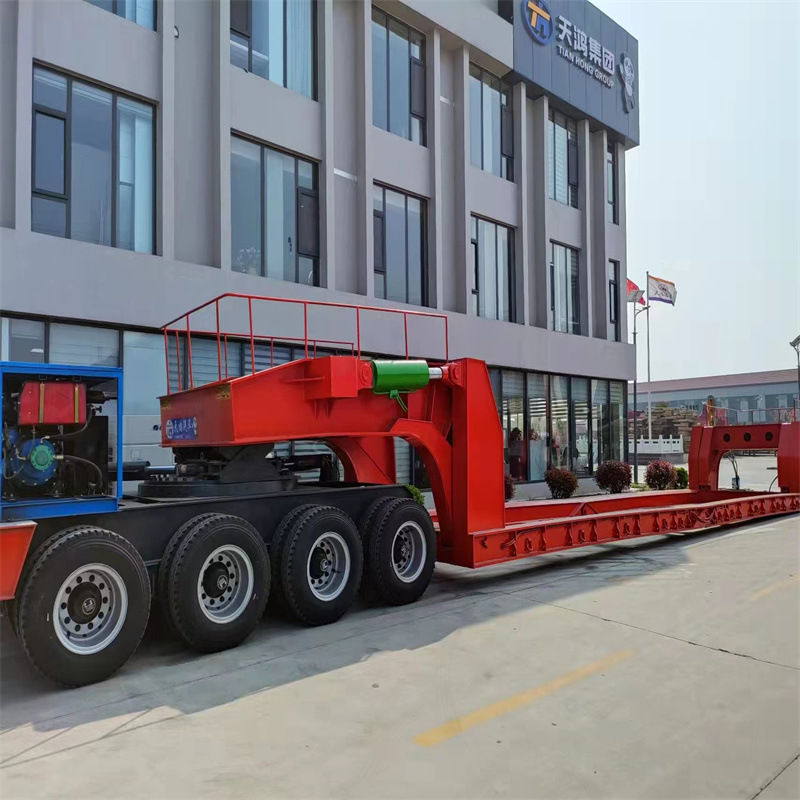 三线六桥低平板运输半挂车 重型大件运输挂车钩机板运输半挂车