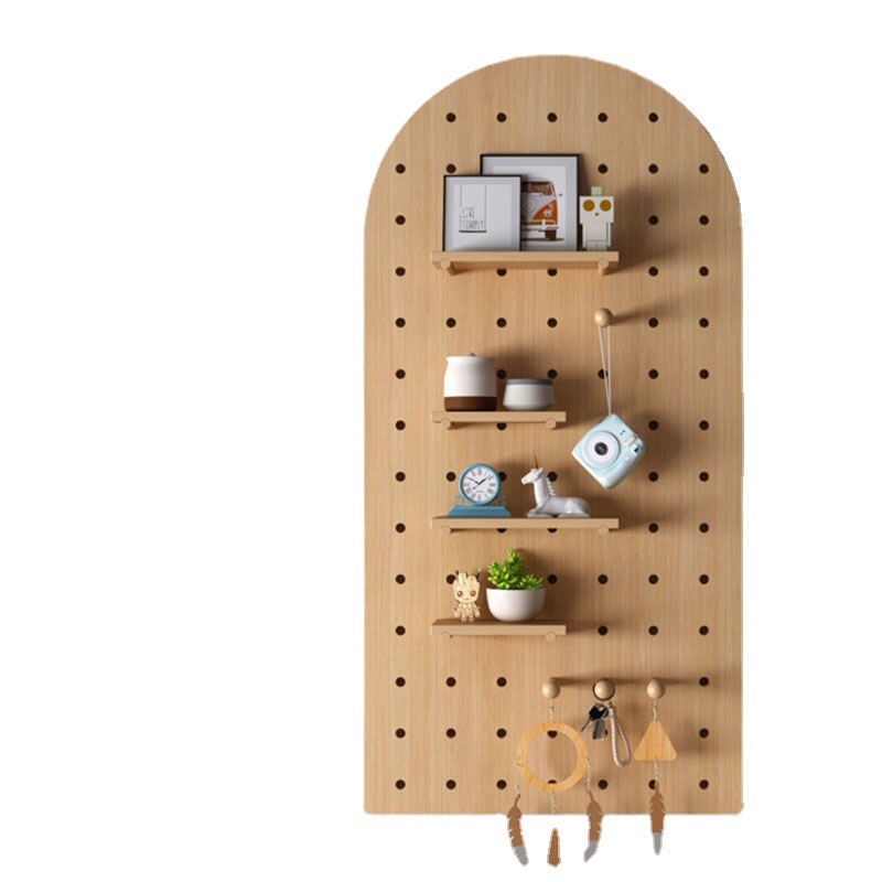 Fan-Shaped Wooden Wire-Wrap Board Wall Storage Rack Wooden White Curved Wire-Wrap Board Solid Wood Porch Storage Rack