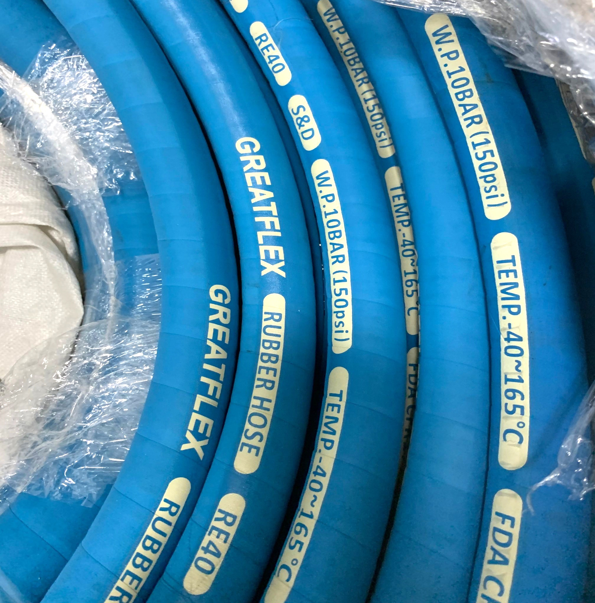 greatflex 蓝色 rn40 大口径橡胶钢丝软管蒸汽空气胶管