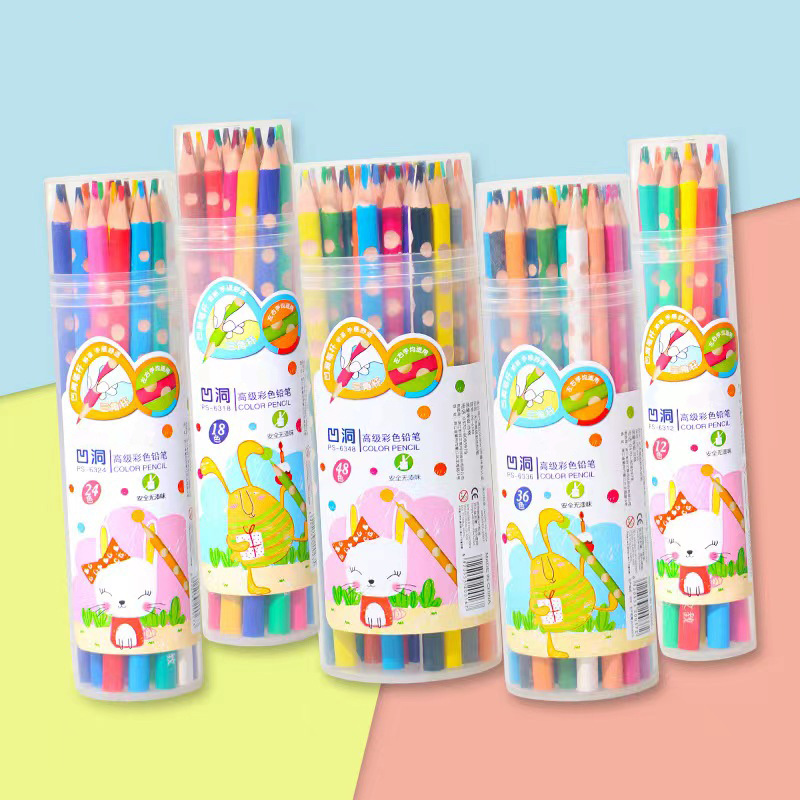 new hole color lead 12 primary school children‘s color pencil 48 color graffiti painting 36 color barrel color pencil