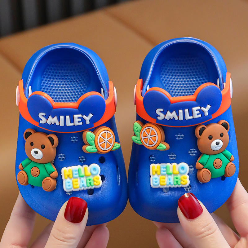 Children's Sandals Boys' Summer Girls Small and Older Children Baby Indoor Soft Bottom Non-Slip Kid's Cartoon Closed Toe Hole Shoes