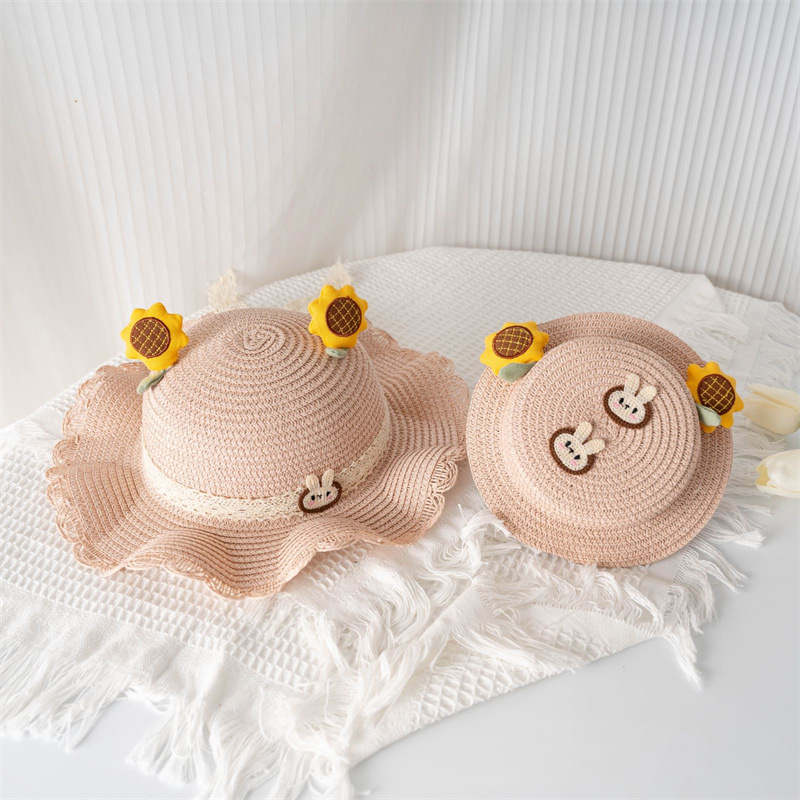 New Children's Sun Hat Girls' Summer Straw Hat Bag Set Sun Protection Sun Hat Summer Princess Baby Beach Hat