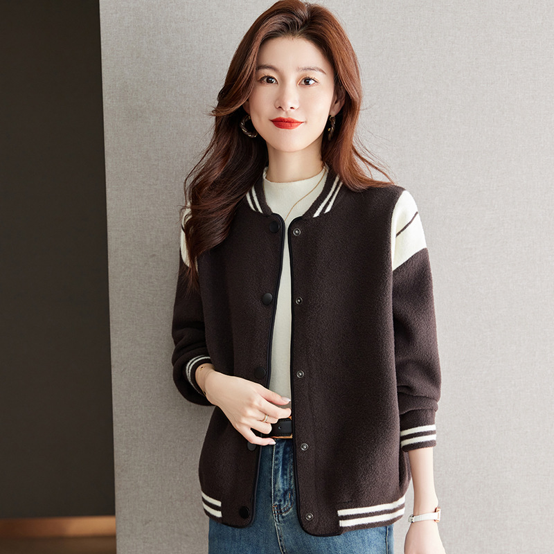 呢子外套女秋冬棒球服2023年新款加厚气质宽松上衣短款时尚开衫女