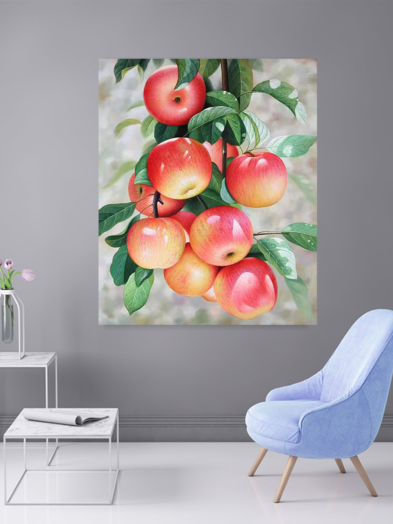 红苹果韩版装饰画 绷框钻石画3d 带框钻石贴画diy 客厅 跨境货源