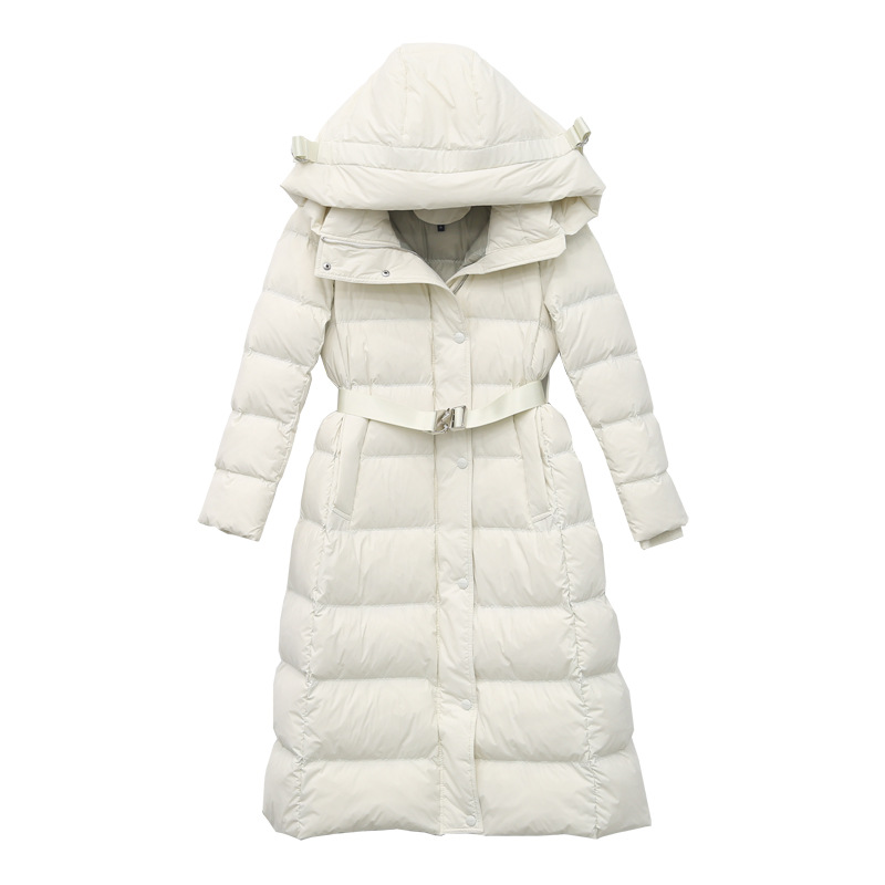 Factory Direct Sales New White Duck down Slim Fit below the Knee Mid-Length down Jacket Female Winter Thick Coat