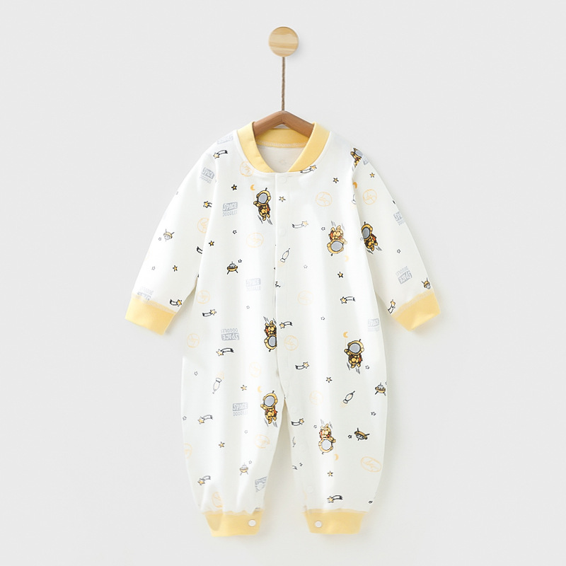 Baby Jumpsuit Spring and Autumn Sterile Cotton Newborn Rompers Long-Sleeved Pajamas Baby Crawling Suit Butt Wrap Clothes Source Wholesale Baby Clothes